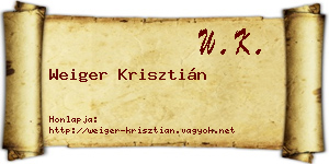 Weiger Krisztián névjegykártya